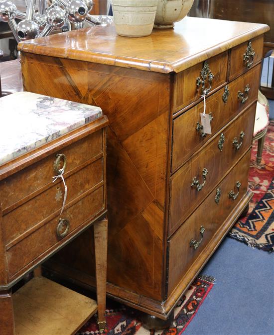 A mid 18th century walnut chest of drawers W.98cm